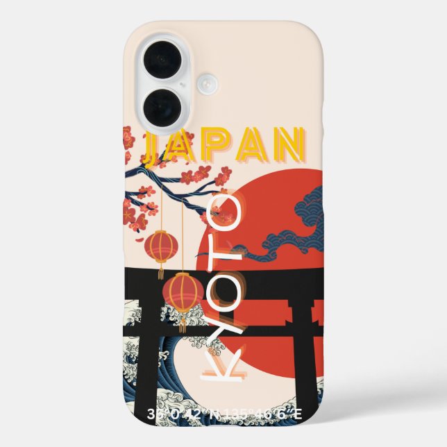 Kyoto Japan Travel Art, Retro Travel Art Case-Mate iPhone Case (Back)