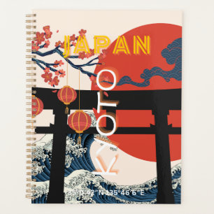 Kyoto Japan Travel Art, Retro Travel Art Planner