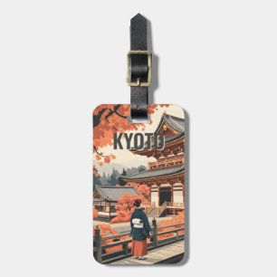 Kyoto Japan Travel Autumn Temple Retro Personalize Luggage Tag
