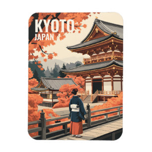 Kyoto Japan Travel Autumn Temple Retro Personalize Magnet