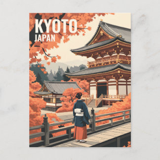 Kyoto Japan Travel Autumn Temple Retro Personalize Postcard