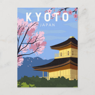 Kyoto Japan Travel Vintage Art Postcard