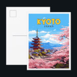Kyoto Japan vintage travel illustration Postcard<br><div class="desc">Kyoto Japan vintage travel place illustration</div>