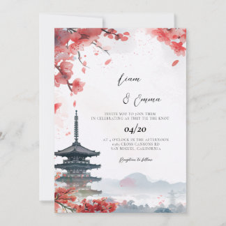 Kyoto Japanese Traditional Landscape Wedding Invitation