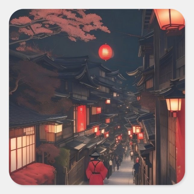Kyoto Night Lanterns Sticker (Front)