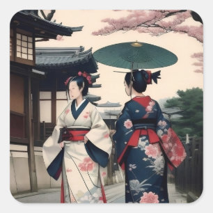 Kyoto Spring Walk Kimono Sticker
