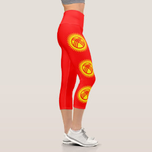 Kyrgyzstan Flag Capri Leggings