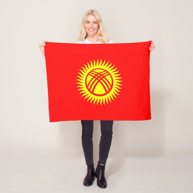 Kyrgyzstan Flag Fleece Blanket (In Situ)