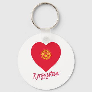 Kyrgyzstan Flag Heart Key Ring