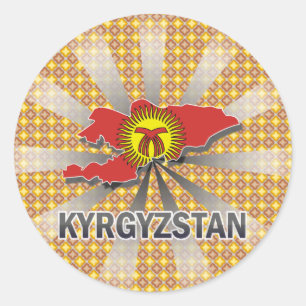 Kyrgyzstan Flag Map 2.0 Classic Round Sticker