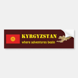 Kyrgyzstan Flag + Map Bumper Sticker