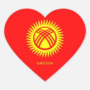 Kyrgyzstan Flag Splendid Patriotic Heart Sticker