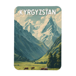Kyrgyzstan Illustration Travel Art Vintage Magnet