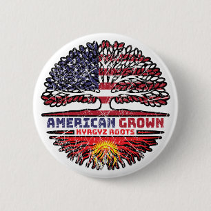 Kyrgyzstan Kirghiz American USA Tree Roots Flag 6 Cm Round Badge