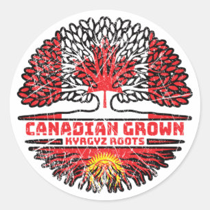 Kyrgyzstan Kirghiz Canadian Canada Tree Roots Flag Classic Round Sticker
