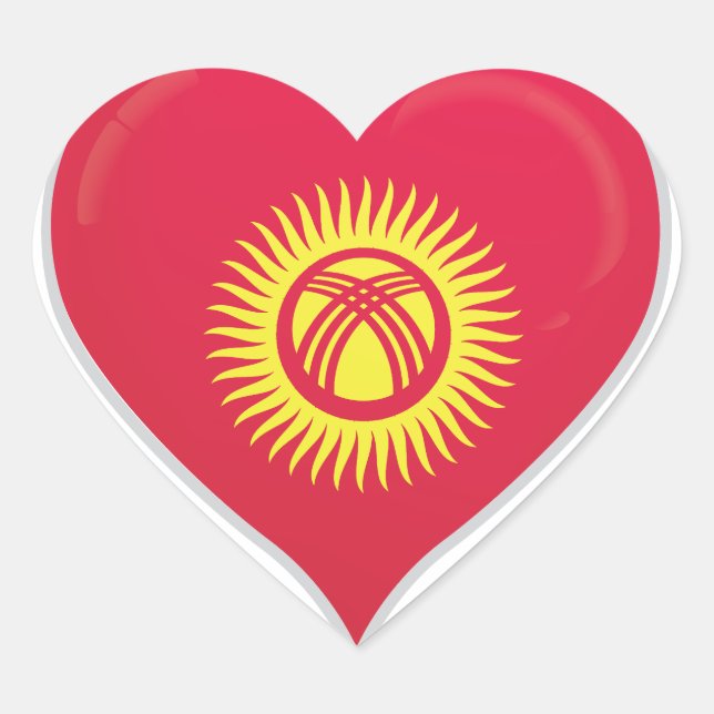 Kyrgyzstan love flag pride heart sticker (Front)
