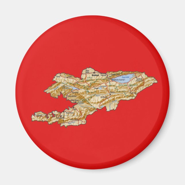 Kyrgyzstan Map Magnet (Front)