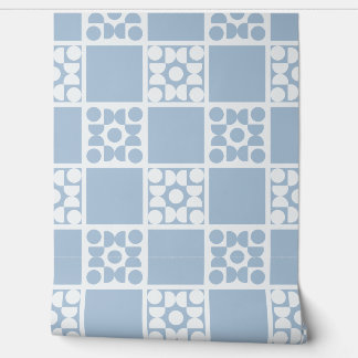 (L) 2502223B Retro Geometric Tiles Blue Wallpaper
