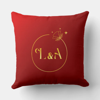 L and A Metallic gold & royal red pillow