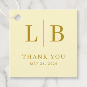 "L B" Elegant Gold Serif Favour Tags