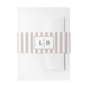 L B Minimalist Beige Stripes Invitation Belly Band