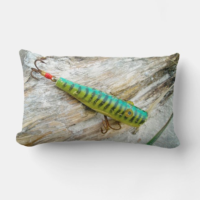 L Cooper Goo Goo Eyes Antique Fishing Lure Lumbar Cushion (Front)