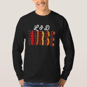 L&d Nurse Plaid Red Love Heart Stethoscope Rn Nurs T-Shirt