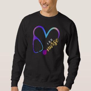 L&d Nurse Watercol Glitter Love Heart Stethoscope Sweatshirt