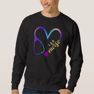L D Nurse Watercol Glitter Love Heart Stethoscope Sweatshirt