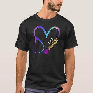 L&d Nurse Watercol Glitter Love Heart Stethoscope  T-Shirt