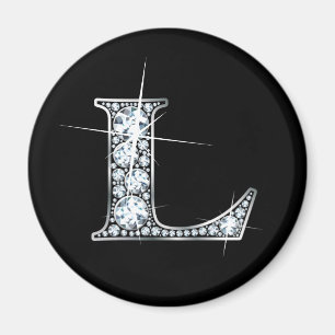 "L" Diamond Bling Magnet