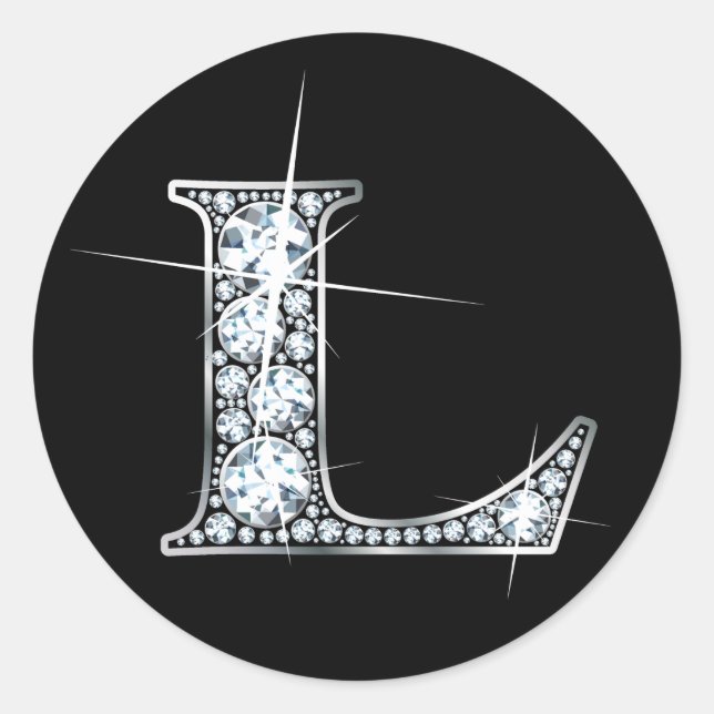 "L" Diamond Bling Sticker (Front)
