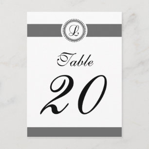 L Dot Circle Monogram Table Number (Black / Grey) Postcard