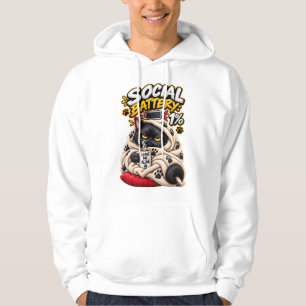 L hoodie Social Battery 1% – Funny Black Cat T-Shi