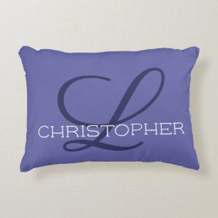 L Initial Custom Name Blue Periwinkle Decorative Cushion