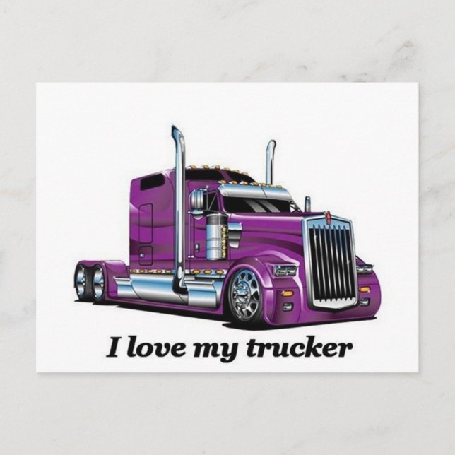 l iove my trucker postcard (Front)
