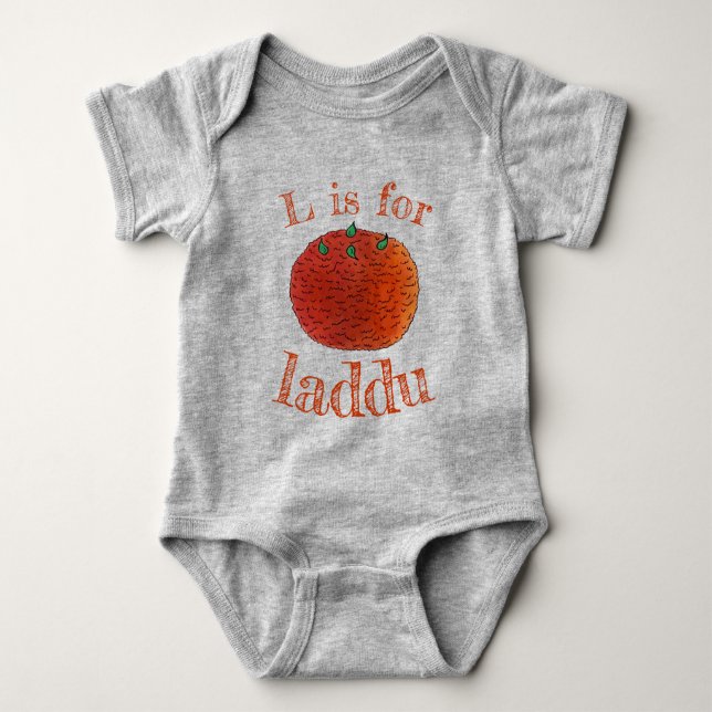 L is for Laddu Laddoo Avinsh Indian Sweet Food Baby Bodysuit (Front)