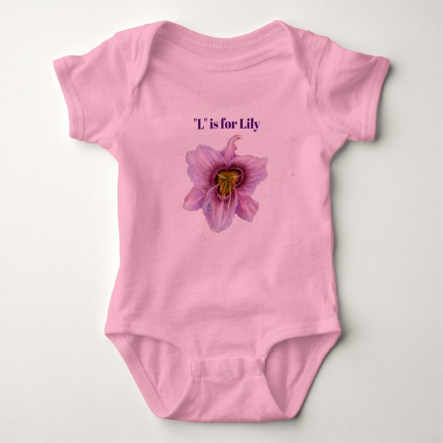 "L" is for Lily  Baby Bodysuit (Front)