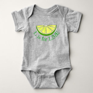 L is for Lime Green Citrus Fruit Slice Alphabet Baby Bodysuit