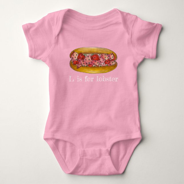 L is for Lobster Maine Seafood Sandwich Roll Food Baby Bodysuit (Front)