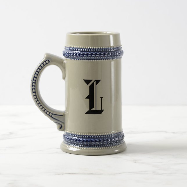 L Letter Printed Stein Mug: Personalised Charm (Left)