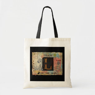 L Letter Shabby Chic Tote Bag