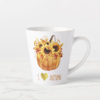 l Love Autumn Watercolor Sunflower Pumpkin