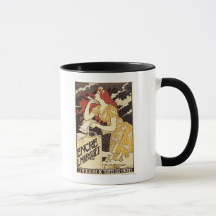 L. Marquet Ink Red-Headed Woman & Harp Mug