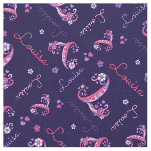 L monogram and personalised name Louisa fabric