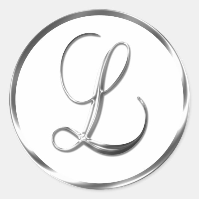 L Monogram Faux Silver Envelope Or Favour Seal (Front)