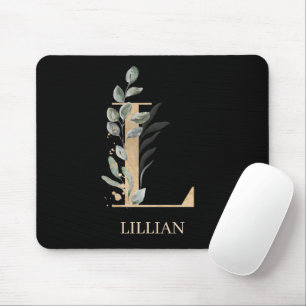 L Monogram Floral Personalised Mouse Pad