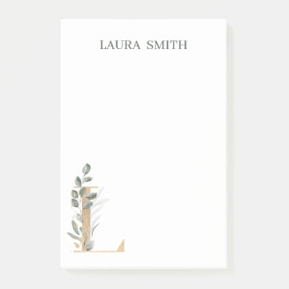 L Monogram Floral Personalised Post-it Notes