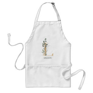 L Monogram Floral Personalised Standard Apron