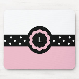 L :: Monogram L Dotted Pink & White Mousepad